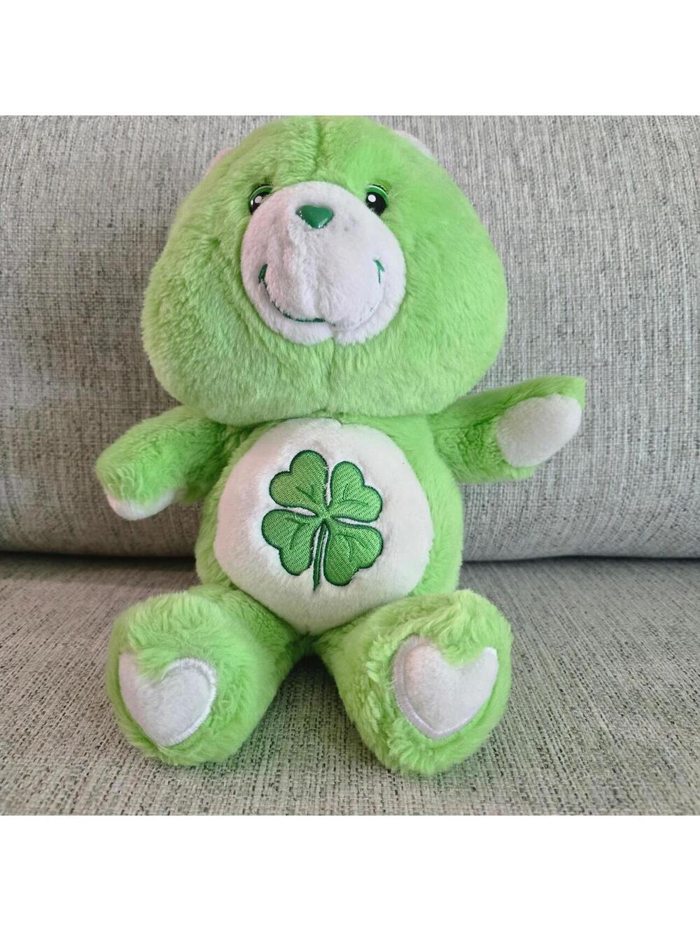 Care Bears Good Luck Bear Plush Green Shamrock Clover Stuffed Animal 12" Vintage